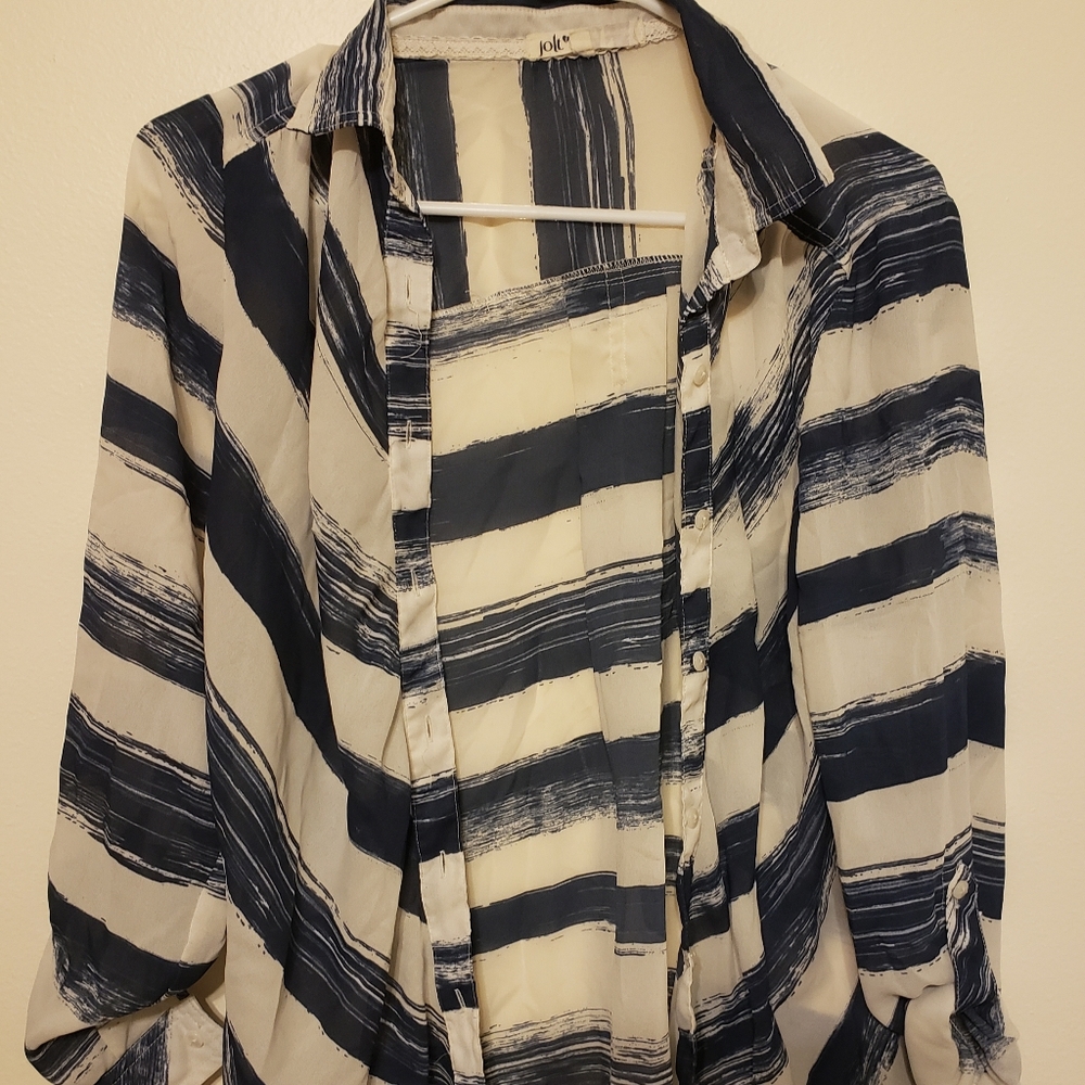 Blue and White Striped Jolt Top